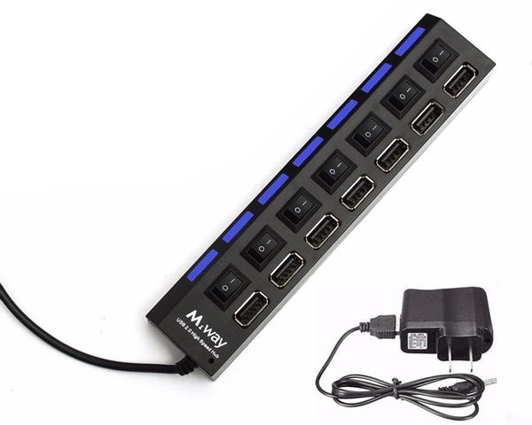 7-ports USB 2.0 Hub with Power Adapter